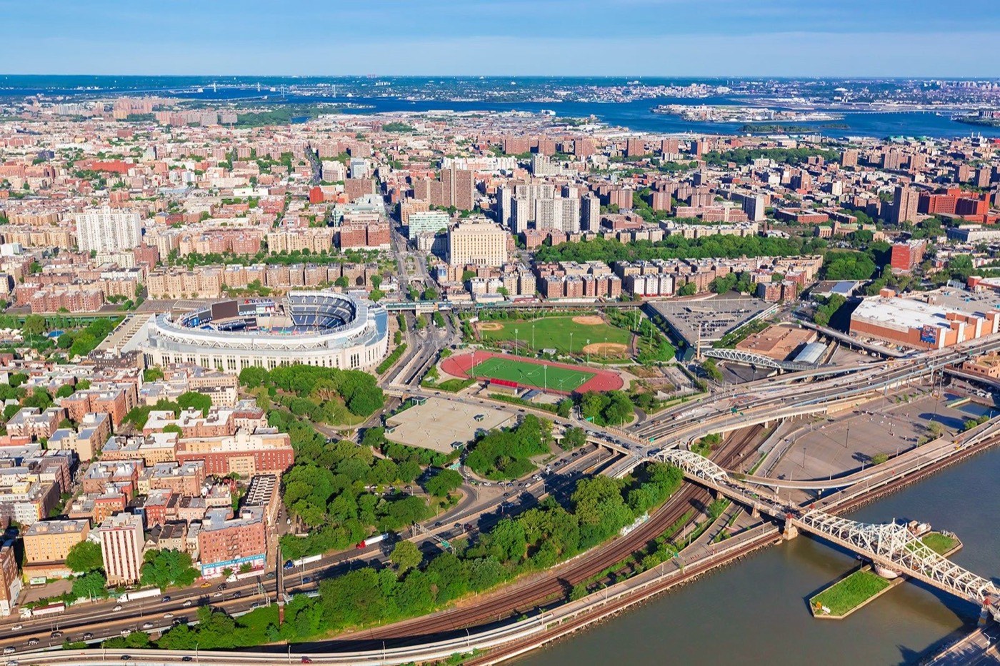 Aerial view of Bronx residential neighborhood