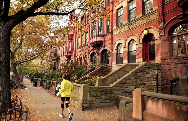 Aerial view of Brooklyn residential streets